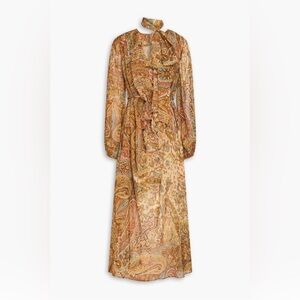 Zimmermann Georgette Paisley Long Sleeve Midi Dress